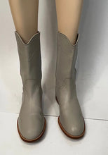 Load image into Gallery viewer, Chanel 13C 2013 Cruise Grey Leather Western Boots Large CC Logo EU 40.5 US 9.5