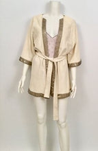 Load image into Gallery viewer, Chanel Swim Robe Ivory Metallic terrycloth Cotton Gold CC Logos 09C Cruise Resort FR 36 US 4/6/8