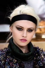 Load image into Gallery viewer, Chanel Black Silk grosgrain ribbon 2015 15A CC logo wide headband hair accessory