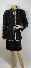 Load image into Gallery viewer, 1980’s Collection 23 Chanel Black Multicolor Confetti Jacket Skirt Suit Set US 8/10