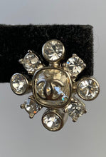 Load image into Gallery viewer, Chanel 06A 2006 Fall Silver Tone Pierced Stud Crystal CC Earrings