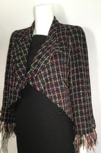 Load image into Gallery viewer, Chanel 11P, 2011 Spring Black Multicolor Tweed Ostrich Feather Trim Blazer Dress Cardigan Jacket FR 38 US 4/6