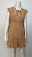 Load image into Gallery viewer, Vintage 2002 Chanel 2 piece beige silk chiffon pleated accordion dress set US 6