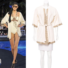Load image into Gallery viewer, Chanel Swim Robe Ivory Metallic terrycloth Cotton Gold CC Logos 09C Cruise Resort FR 36 US 4/6/8