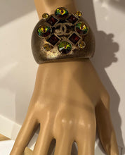 Load image into Gallery viewer, Rare Chanel 03A 2003 Fall brushed gold jeweled cuff bracelet