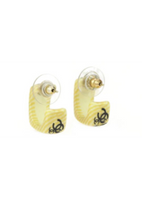 Load image into Gallery viewer, Chanel 02P, 2002 Spring Vintage Pierced Wooden CC Collage Earrings