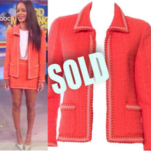 Load image into Gallery viewer, 94P, 1994 Spring Extremely Rare! Vintage Chanel Orange Tweed Scobido Trim Boucle  Jacket FR 36 US 4