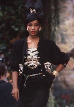 Load image into Gallery viewer, Rare Chanel 1985 Runway Haute Couture Crystal Embellished 2 Piece Dress Jacket Set