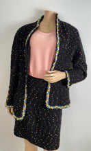 Load image into Gallery viewer, 1980’s Collection 23 Chanel Black Multicolor Confetti Jacket Skirt Suit Set US 8/10