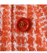 Load image into Gallery viewer, 97P, 1997 Spring Vintage Chanel Boutique Orange Plaid Wool Tweed Jacket Blazer Skirt Suit Set US 8/10