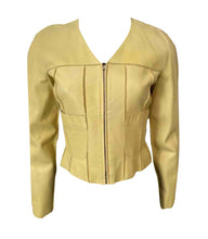 Load image into Gallery viewer, Vintage Chanel 99P, 1999 Spring yellow soft lambskin leather jacket FR 34 US 2/4