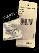 Load image into Gallery viewer, NWT Chanel 10P, 2010 Spring black gold trim chain dress FR 38