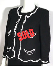 Load image into Gallery viewer, Chanel 03P Spring Black Pearl Scallop Trim wool Cardigan Jacket FR 38 US 4