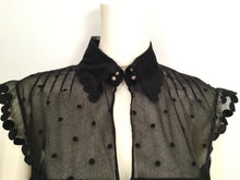 Load image into Gallery viewer, Chanel 04P 2004 Spring Black Sheer Lace Pearl Top Blouse lace, pearls,rufflesUS 6