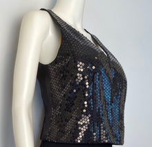 Load image into Gallery viewer, Chanel 03C 2003 Cruise Resort Silk Charmeuse Vest with black sequins FR 38