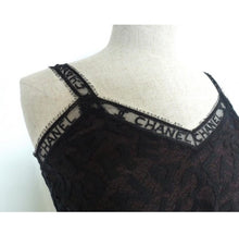 Load image into Gallery viewer, Rare! Chanel Vintage 98A Fall Logo Black Lace Tank top Blouse Camisole Skirt Set FR 38 US 4