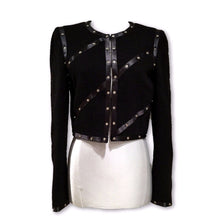 Load image into Gallery viewer, Chanel 2003 Fall 03A black Cropped Boucle Tweed Jacket FR 48 US 10/12
