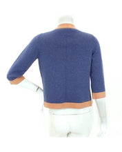 Load image into Gallery viewer, Chanel 07P 2007 Spring Dusty Blue Peach Trim Cashmere Cardigan Sweater FR 38 US 4