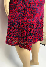 Load image into Gallery viewer, Chanel 14P 2014 Spring Crochet Navy Red Dress US 12/14/16