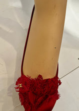 Load image into Gallery viewer, Chanel Light Red Lace Satin Heels EU 39C US 8.5/9
