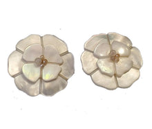 Load image into Gallery viewer, Vintage Chanel 98A Camellia flower clip on enamel mother of pearl Earrings