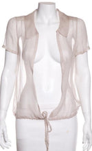 Load image into Gallery viewer, Chanel 04C 2004 Cruise Silk Chiffon Short Sleeve Sheer Drawstring Beige Ecru Blouse Top FR 36 US 2/4