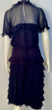 Load image into Gallery viewer, Chanel 01P 2001 Spring Navy Blue Silk Chiffon Ruffle short sleeve dress FR 38 US 4