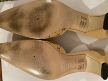 Load image into Gallery viewer, 1990 Chanel Vintage patent leather CC logo monogrammed beige kitten heel mule slides EU 38