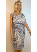 Load image into Gallery viewer, Chanel 14P 2014 Spring Navy Blue White Geometric Sheath Dress FR 40 US 6/8