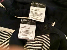 Load image into Gallery viewer, Vintage Chanel 02C 2002 Cruise Resort Twinset Spaghetti Strap Top Cardigan Navy Blue White FR 34 US 2