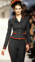 Load image into Gallery viewer, 94A 1994 Fall Very Rare Vintage Chanel Skirt Suit in Grey/Red/Black FR 42 US 6/8