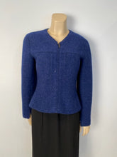 Load image into Gallery viewer, Vintage Chanel Identification 99A, 1999 Fall Boiled Wool Dark Blue Jacket FR 40