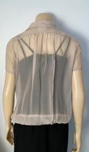 Load image into Gallery viewer, Chanel 04C 2004 Cruise Silk Chiffon Short Sleeve Sheer Drawstring Beige Ecru Blouse Top FR 36 US 2/4
