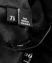 Load image into Gallery viewer, Rare! Chanel Long Fingerless Black Suede leather 08, 2008 Gold CC Logos Caged Gloves Sz 7.5