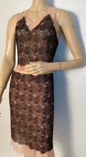 Load image into Gallery viewer, Rare Chanel 03P, 2003 Spring Camellia Flower Pink Black Lace Satin Blouse with matching Skirt Set FR 36 US 4