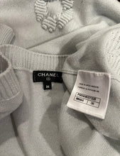 Load image into Gallery viewer, Chanel 17P 2017 Spring Pastel Sea foam Blue Short Sleeved Cashmere Cardigan Sweater Top Metal Lions Heads Blouse FR 36 US 4/6