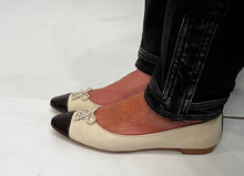 Load image into Gallery viewer, Chanel Ballerina Flats Ivory and Black Canvas CC Shoes EU 39.5 US 8.5