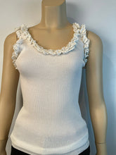 Load image into Gallery viewer, Chanel 05C 2005 Cruise Ivory White Cotton Ribbed Camisole Blouse Top FR 40 US 4/6