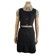Load image into Gallery viewer, 1990’s Chanel Vintage 2 piece outfit Gray short pleated skirt with matching vest sz 4