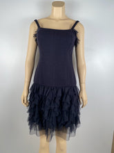 Load image into Gallery viewer, Vintage Chanel 02C 2002 Cruise Resort Navy Blue Wool Dress FR 38 US 4/6