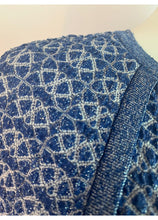 Load image into Gallery viewer, Chanel Blue White Silver Sparkle Geometric Stretch Dress FR 36 US 2/4/6