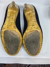 Load image into Gallery viewer, Chanel 12C 2012 Cruise Resort black wool interlocking CC crystal cork screw heels pumps US 7.5/8