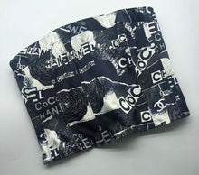 Load image into Gallery viewer, RARE Chanel Coco, 1 Rue Cambon 2020 Fall 20A Iconic Logos Graffiti Black/Blue/White Satin Corset Bustier Camisole FR 40 US 4/6