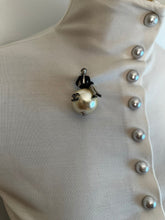 Load image into Gallery viewer, Chanel Satin Silk Pearl CC logo buttons Ivory Blouse FR 34