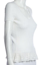 Load image into Gallery viewer, Chanel 06P 2006 Spring white ribbed Lace T-shirt Tee Top FR 46 US 10-12