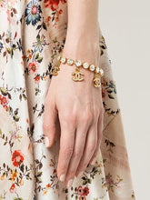 Load image into Gallery viewer, 96P, 1996 Spring RARE Chanel Vintage Gold Metal Crystals CC Bracelet Necklace Set