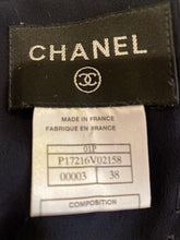 Load image into Gallery viewer, Chanel 01P 2001 Spring Navy Blue Silk Chiffon Ruffle short sleeve dress FR 38 US 4