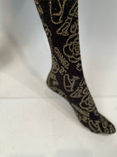 Load image into Gallery viewer, Chanel 19A 2019 Paris New-York Black Gold Hosiery Stockings Tights Sz Medium