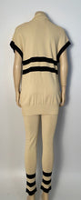 Load image into Gallery viewer, 80’s/90’s Rare! Vintage Chanel stretchy pants w matching cardigan Striped Ecru and Black FR 40