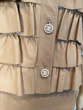 Load image into Gallery viewer, Vintage Chanel 01A, 2001 Fall Ruffle Beige Tan Leather Skirt Vest Dress Suit Set FR 36 US 4/6